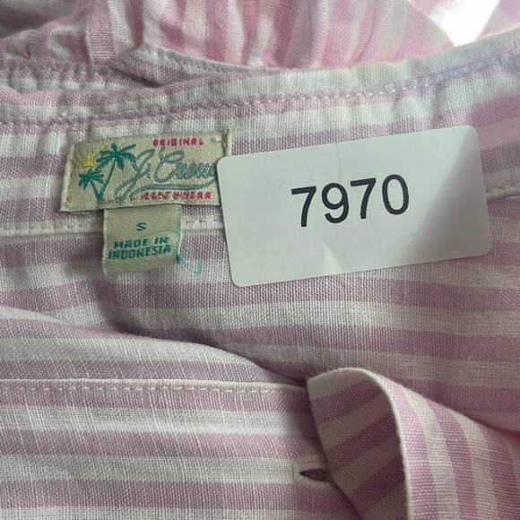 J. Crew Shirt Dress Button Up S Collared Women's Pink Striped Beach Linen Blend - Picture 4 of 8